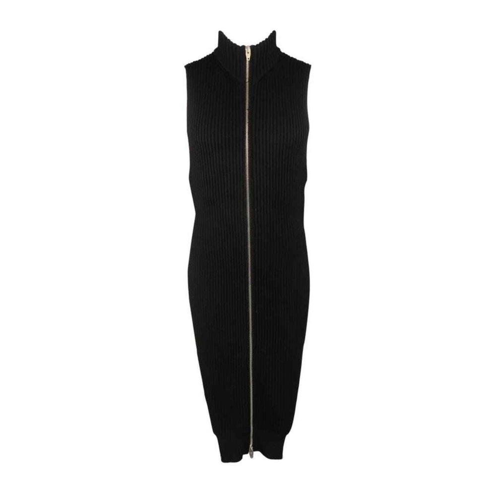 ALEXANDER WANG Black Wool Long Side Slit Sweater Double‎ Zip Vest Size L